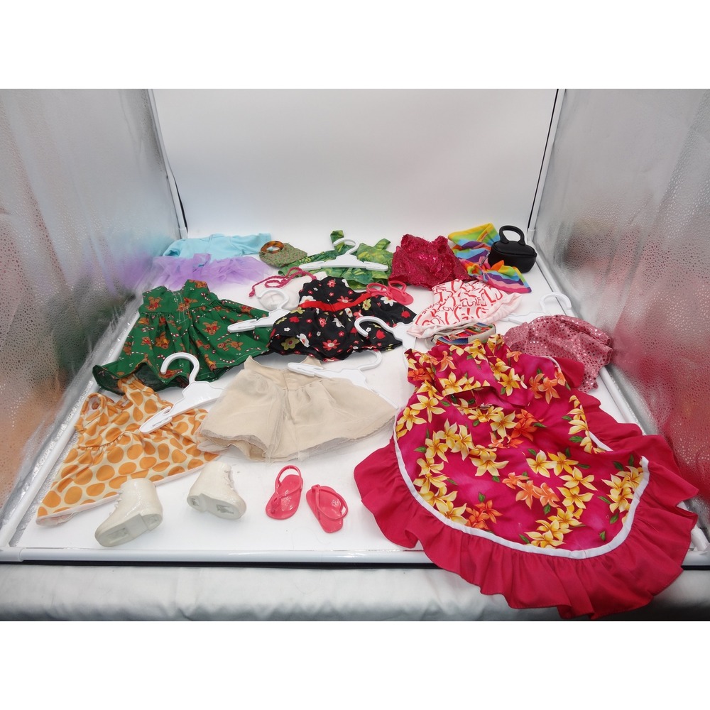Our Generation Doll Clothes Lot Dresses Shoes Hangers Christmas Hawaii 16 pcs - Picture 7 of 11